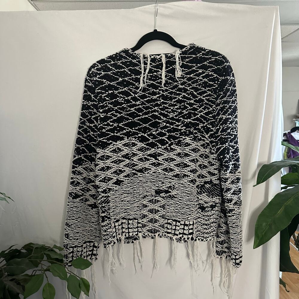 Saint Laurent Cropped Jacquard Sweater Natural Black Small - Picture 5 of 8